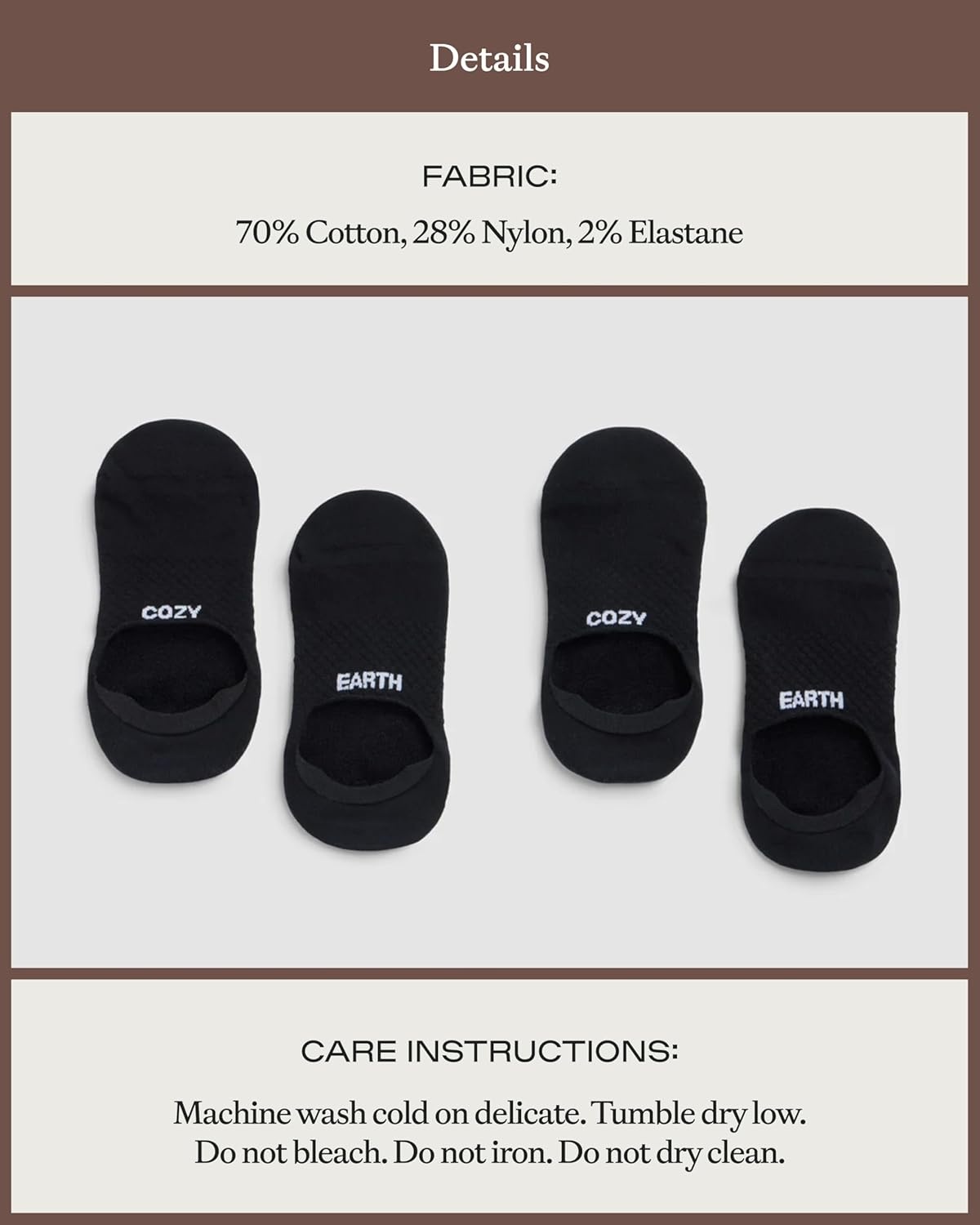 image:imageCozy Earth Essential No Show Socks for Women And Men  Soft Cotton Low Cut Socks  Heel Grip amp Blister Protection  4 PackBlack