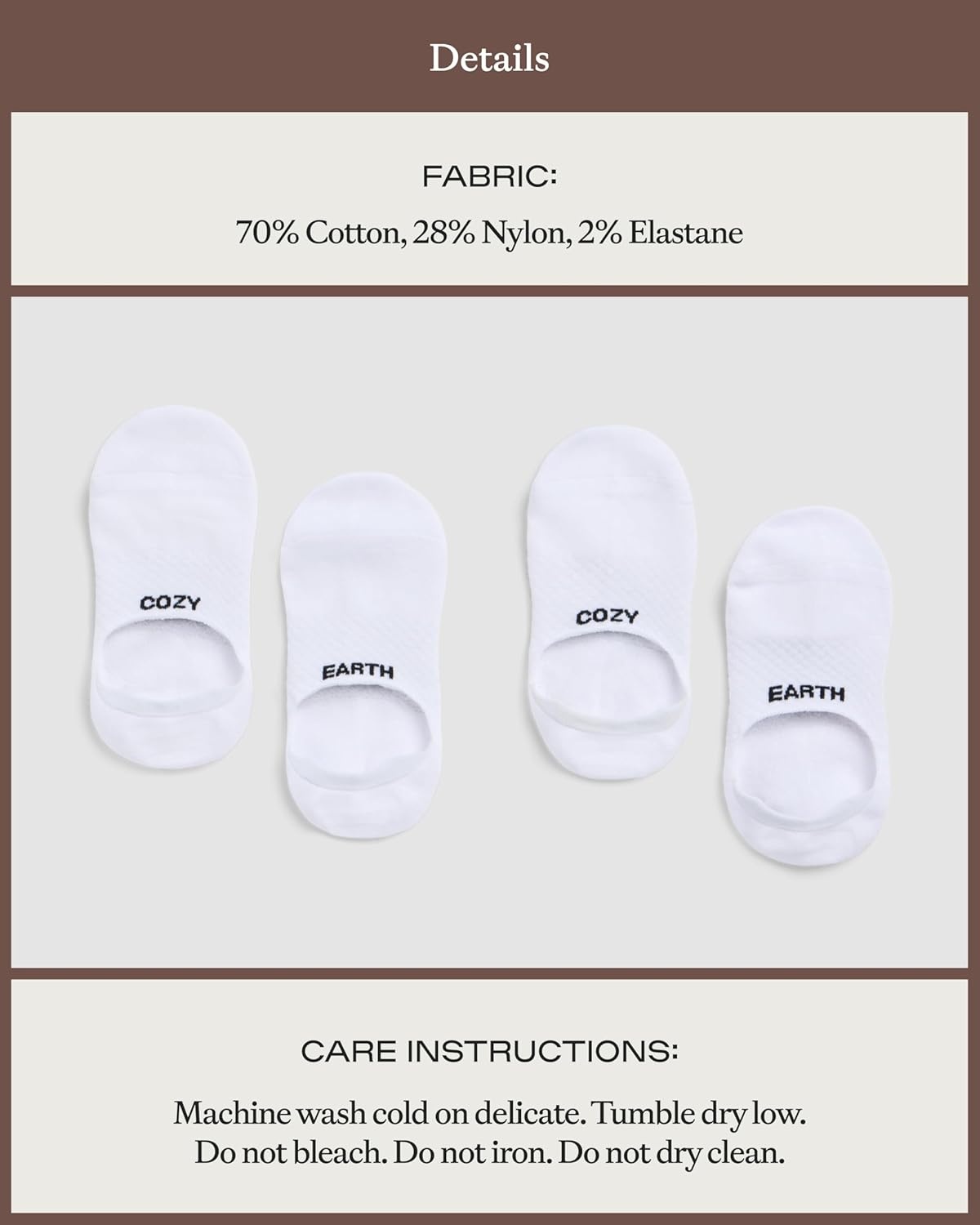 image:imageCozy Earth Essential No Show Socks for Women And Men  Soft Cotton Low Cut Socks  Heel Grip amp Blister Protection  4 PackWhite