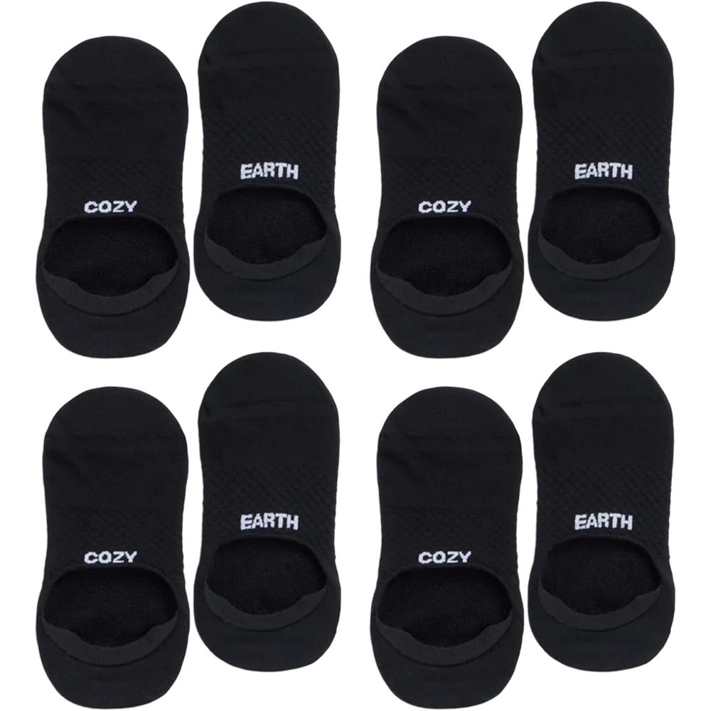 image:imageCozy Earth Essential No Show Socks for Women And Men  Soft Cotton Low Cut Socks  Heel Grip amp Blister Protection  4 PackBlack