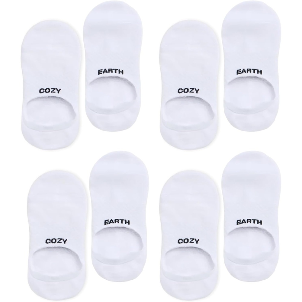 image:imageCozy Earth Essential No Show Socks for Women And Men  Soft Cotton Low Cut Socks  Heel Grip amp Blister Protection  4 PackWhite