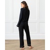 image:imageCozy Earth 100 Viscose From Bamboo Long Sleeve Pajama Set For Women  ButtonUp SleepwearBlack