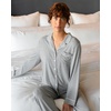 image:imageCozy Earth 100 Viscose From Bamboo Long Sleeve Pajama Set For Women  ButtonUp SleepwearGrey