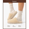 image:imageCozy Earth Puffy Sheep Slippers  Womens Shearling Fur House Slippers  Indoor Outdoor  Padded Footbed amp Rubber OutsoleNatural