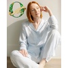image:imageCozy Earth Soft Woven Long Sleeve Pajama Set For Women  Luxury ButtonUp SleepwearBlue Stripe