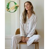 image:imageCozy Earth Soft Woven Long Sleeve Pajama Set For Women  Luxury ButtonUp SleepwearCottage Stripe
