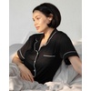 image:imageCozy Earth Womens Short Sleeve Pajama Set  Relaxed Fit with Adjustable Waistband amp Side Pockets  Womens SleepwearBlack