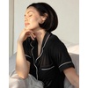 image:imageCozy Earth Womens Short Sleeve Pajama Set  Relaxed Fit with Adjustable Waistband amp Side Pockets  Womens SleepwearBlack