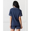 image:imageCozy Earth Womens Short Sleeve Pajama Set  Relaxed Fit with Adjustable Waistband amp Side Pockets  Womens SleepwearNavy