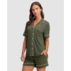 image:imageCozy Earth Womens Short Sleeve Pajama Set  Relaxed Fit with Adjustable Waistband amp Side Pockets  Womens SleepwearOlive