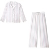 image:imageCozy Earth Soft Woven Long Sleeve Pajama Set For Women  Luxury ButtonUp SleepwearCottage Stripe