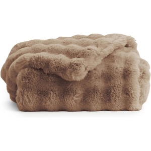 image:imageCozy Earth Bubble Cuddle Blanket  Faux Fur UltraSoft Luxury Throw Blanket  Comfortably Weighted Design for Lounging or Sharing  Machine Washable  Oversized Throw 80 x 60  CremeWalnut