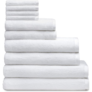 image:imageCozy Earth Complete Ribbed Terry Bath Bundle  60 Cotton 40 Viscose from Bamboo  Soft amp Absorbent Cotton Bath Towel Set  4 Washcloths 2 Hand Towels 2 Bath Towels 2 Bath Sheets  LaurelWhite