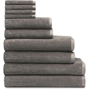 image:imageCozy Earth Complete Ribbed Terry Bath Bundle  60 Cotton 40 Viscose from Bamboo  Soft amp Absorbent Cotton Bath Towel Set  4 Washcloths 2 Hand Towels 2 Bath Towels 2 Bath Sheets  LaurelCharcoal