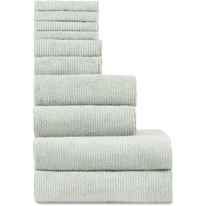 image:imageCozy Earth Complete Ribbed Terry Bath Bundle  60 Cotton 40 Viscose from Bamboo  Soft amp Absorbent Cotton Bath Towel Set  4 Washcloths 2 Hand Towels 2 Bath Towels 2 Bath Sheets  LaurelLaurel