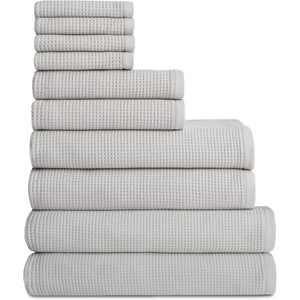 image:imageCozy Earth Complete Waffle Bath Bundle  60 Cotton 40 Viscose from Bamboo  Quick Dry amp UltraSoft Waffle Weave Bath Towels  4 Washcloths 2 Hand Towels 2 Bath Towels 2 Bath Sheets CharcoalLight Grey