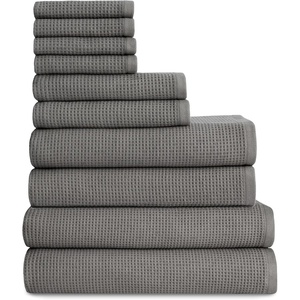 image:imageCozy Earth Complete Waffle Bath Bundle  60 Cotton 40 Viscose from Bamboo  Quick Dry amp UltraSoft Waffle Weave Bath Towels  4 Washcloths 2 Hand Towels 2 Bath Towels 2 Bath Sheets CharcoalCharcoal