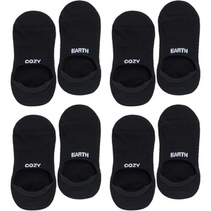 image:imageCozy Earth Essential No Show Socks for Women And Men  Soft Cotton Low Cut Socks  Heel Grip amp Blister Protection  4 PackBlack