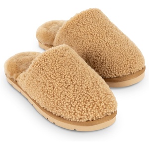 image:imageCozy Earth Puffy Sheep Slippers  Womens Shearling Fur House Slippers  Indoor Outdoor  Padded Footbed amp Rubber OutsoleFawn