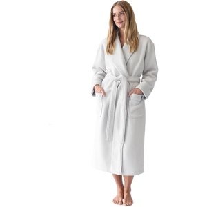 image:imageCozy Earth Waffle Bath Robe  Lightweight Spa Robe with Pockets  40 Viscose from Bamboo BlendLight Grey