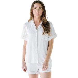 image:imageCozy Earth Womens Short Sleeve Pajama Set  Relaxed Fit with Adjustable Waistband amp Side Pockets  Womens SleepwearIvory