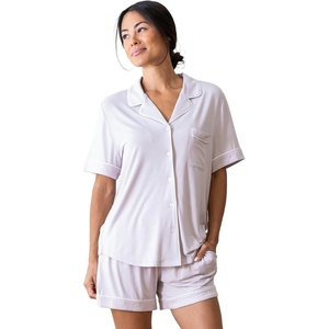 image:imageCozy Earth Womens Short Sleeve Pajama Set  Relaxed Fit with Adjustable Waistband amp Side Pockets  Womens SleepwearLilac
